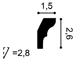 Small ogee profile coving with 2.6cm height and 1.5cm projection.